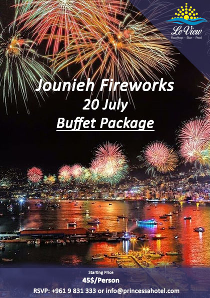 Jounieh Fireworks Show from Princessa Hotel
